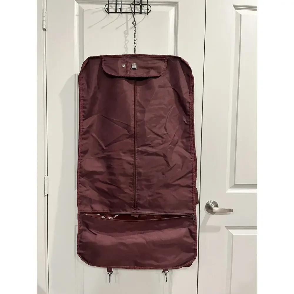 Pierre Cardin Burgundy Foldable Hanging Travel Suit Garment Bag